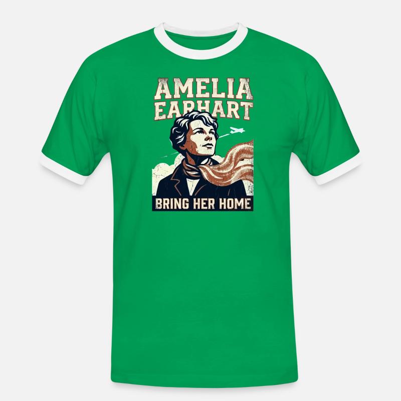 Amelia Earhart – Ramène-la à la maison - T-shirt contrasté Homme - vert/blanc