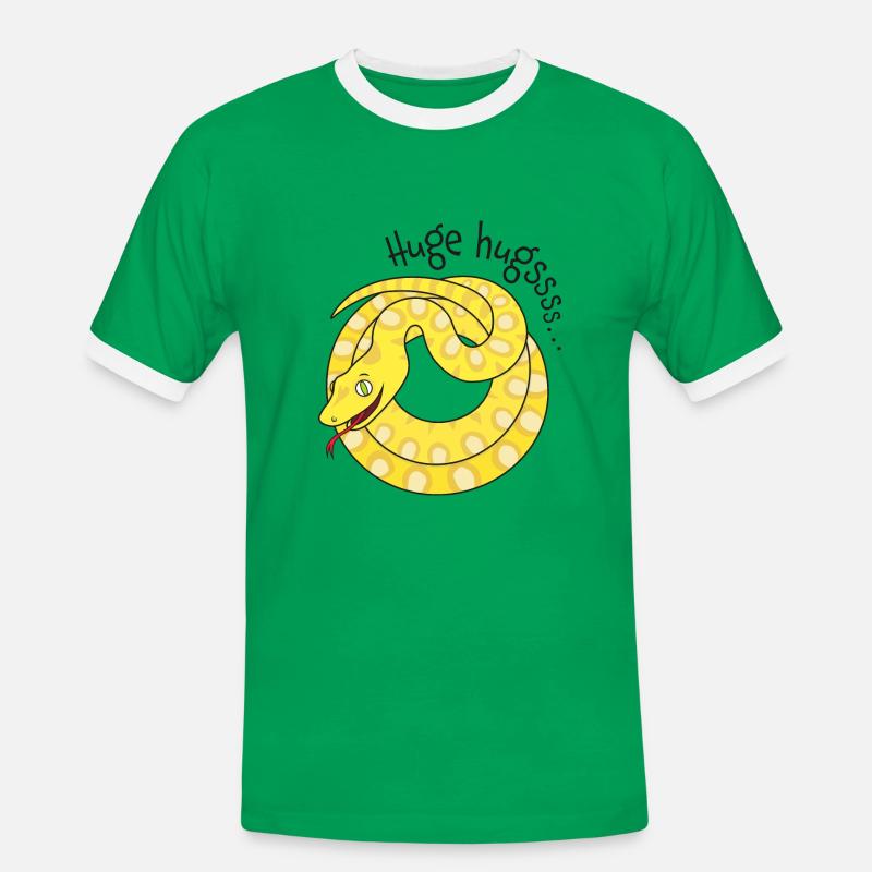 Enge Umarmungen von Python erhältlich! - Männer Kontrast-T-Shirt - Kelly Green/Weiß