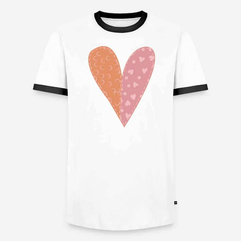 Patchwork Herz Nr. 7 Männer Kontrast-T-Shirt