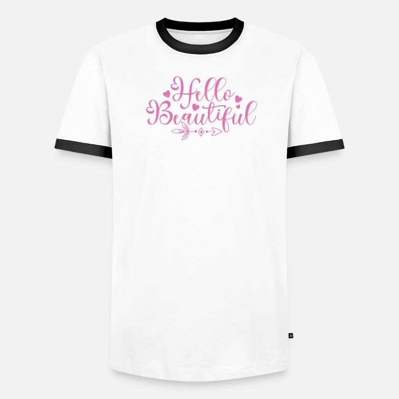 Bonjour Beautiful Script Hearts T-shirt contrasté Homme