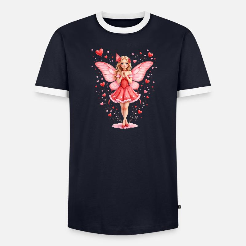 Fée rose avec des ailes de papillon T-shirt contrasté Homme