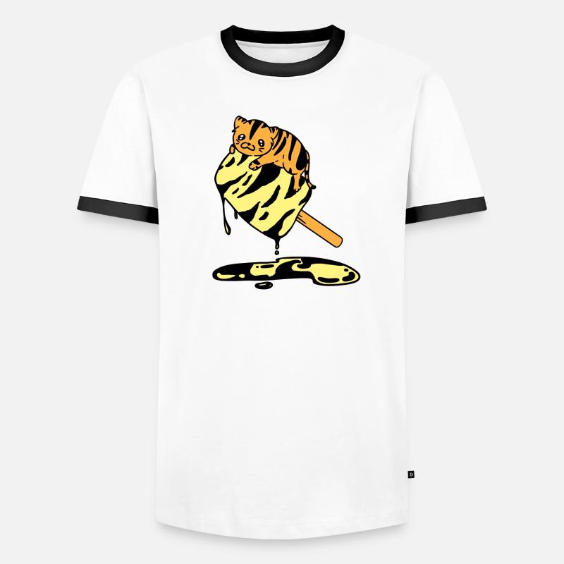Orange Eiscreme Katze Tiger Männer Kontrast-T-Shirt