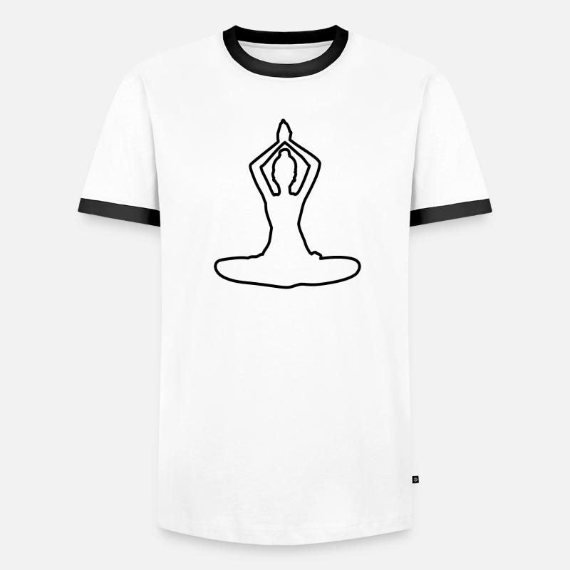 4 Yoga Padmasana oder Lotusblüte | Schwarzer Strich Männer Kontrast-T-Shirt