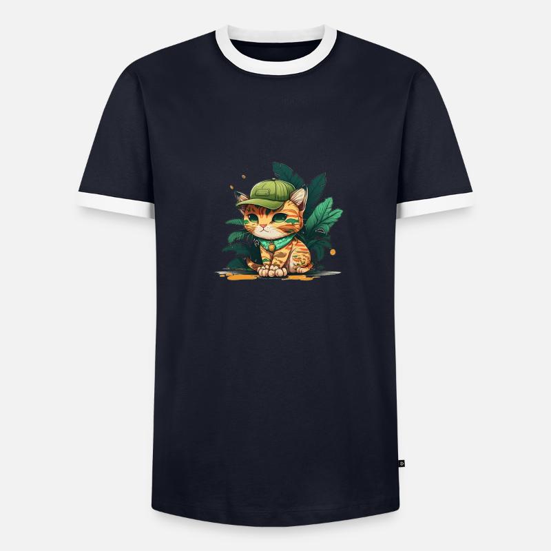 Mignon chat tropical 2 T-shirt contrasté Homme