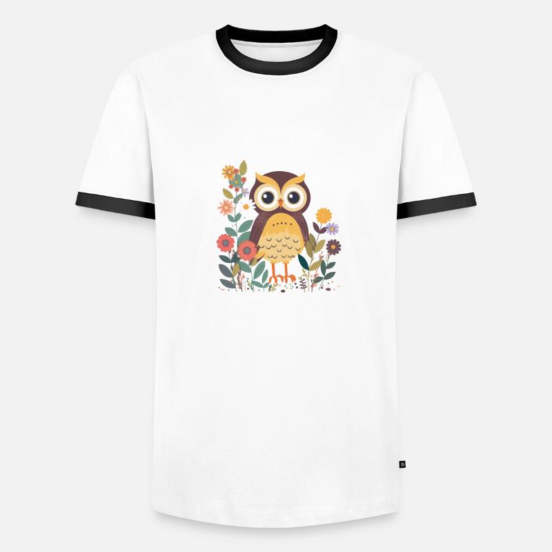 Süße Eule im Blumenwald 6 Männer Kontrast-T-Shirt