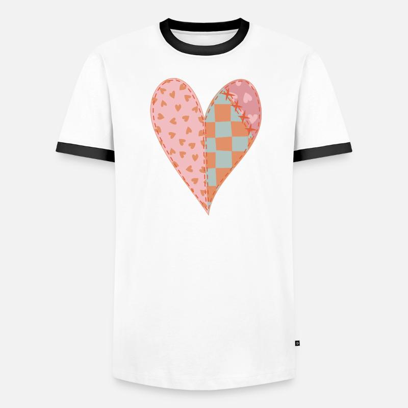 Patchwork Herz Nr. 2 Männer Kontrast-T-Shirt