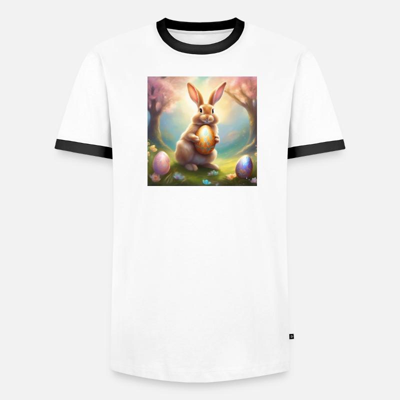 Lapin de printemps avec œuf de Pâques doré T-shirt contrasté Homme