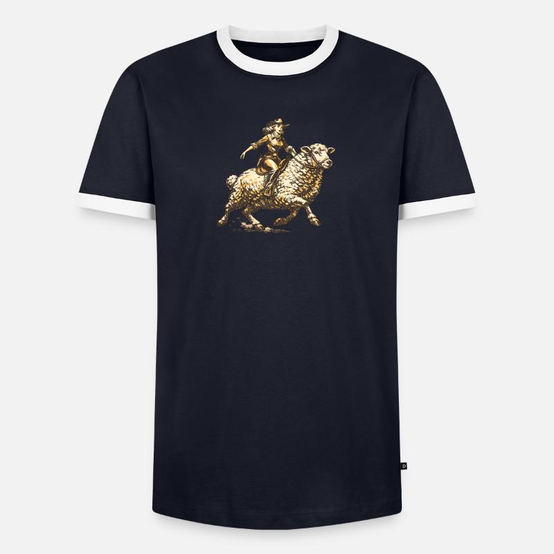 Cavalier de l’Ouest sur des moutons T-shirt contrasté Homme