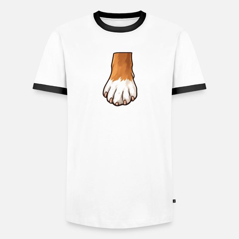Conception de pattes de chien brunes blanches T-shirt contrasté Homme