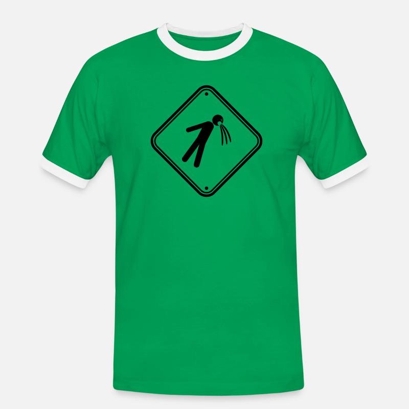 shield caution note vomit vomit - Men's Ringer Shirt - kelly green/white