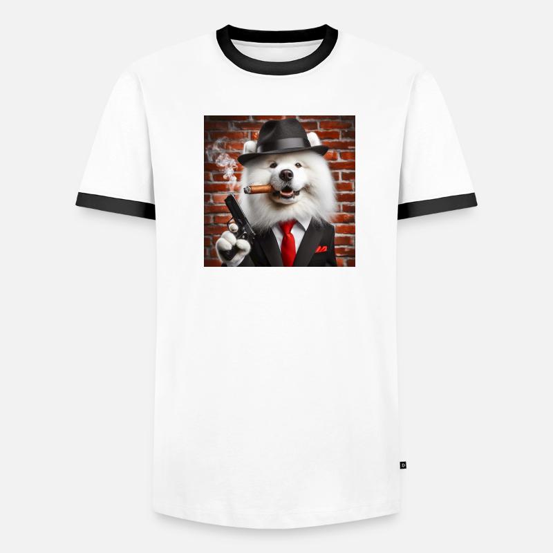 Samojed Mafia Männer Kontrast-T-Shirt