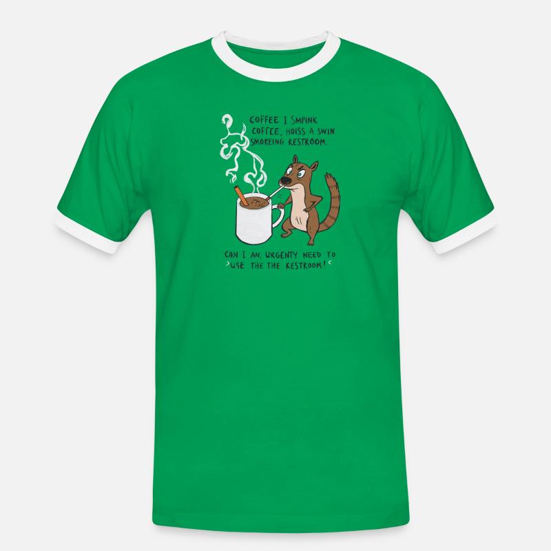 Kaffee Notfall Beutier Eichhörnchen Kippe  - Männer Kontrast-T-Shirt - Kelly Green/Weiß