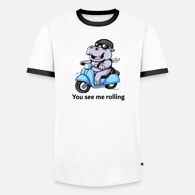 Nilpferd auf Roller - You see me rolling Männer Kontrast-T-Shirt