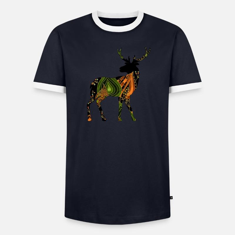 Hirsch Männer Kontrast-T-Shirt