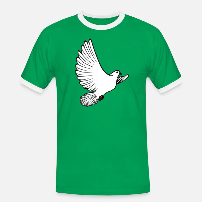 Weiße Taubenbrieftaube Ziertaube oder Friedenstaube - Männer Kontrast-T-Shirt - Kelly Green/Weiß