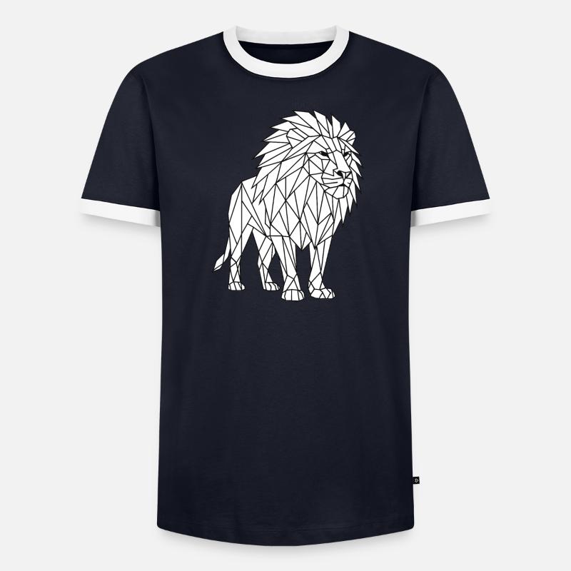 Geometrischer Löwe Polygon Stil Männer Kontrast-T-Shirt