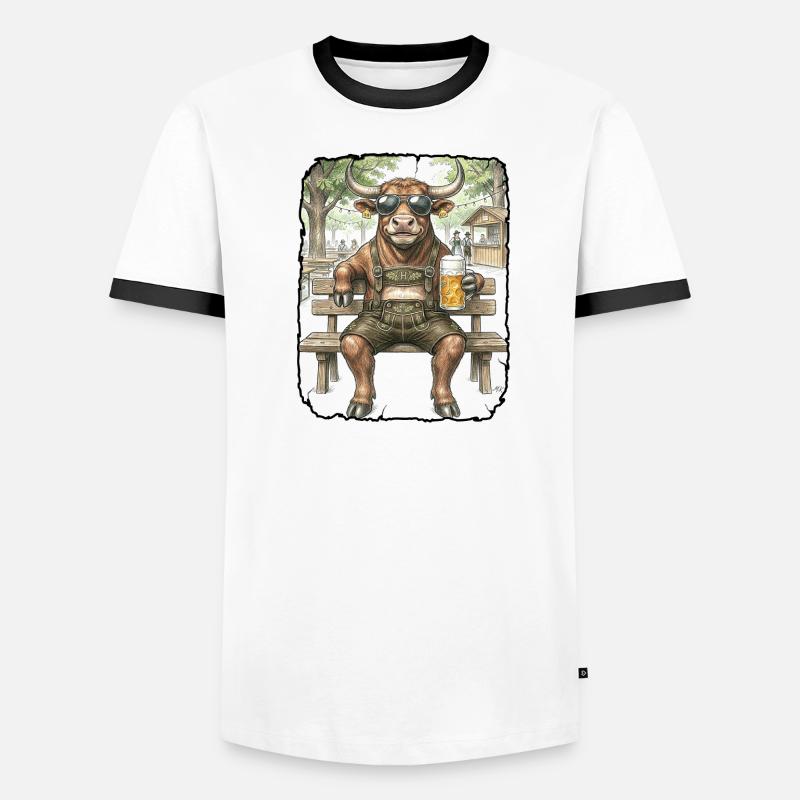 Stier Bulle Biergarten Männer Kontrast-T-Shirt