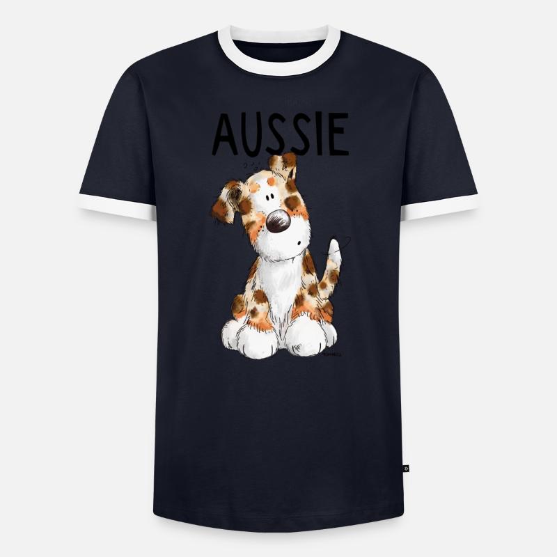 Fröhlicher Aussie - Australian Shepherd - Geschenk - Männer Kontrast-T-Shirt - undefined