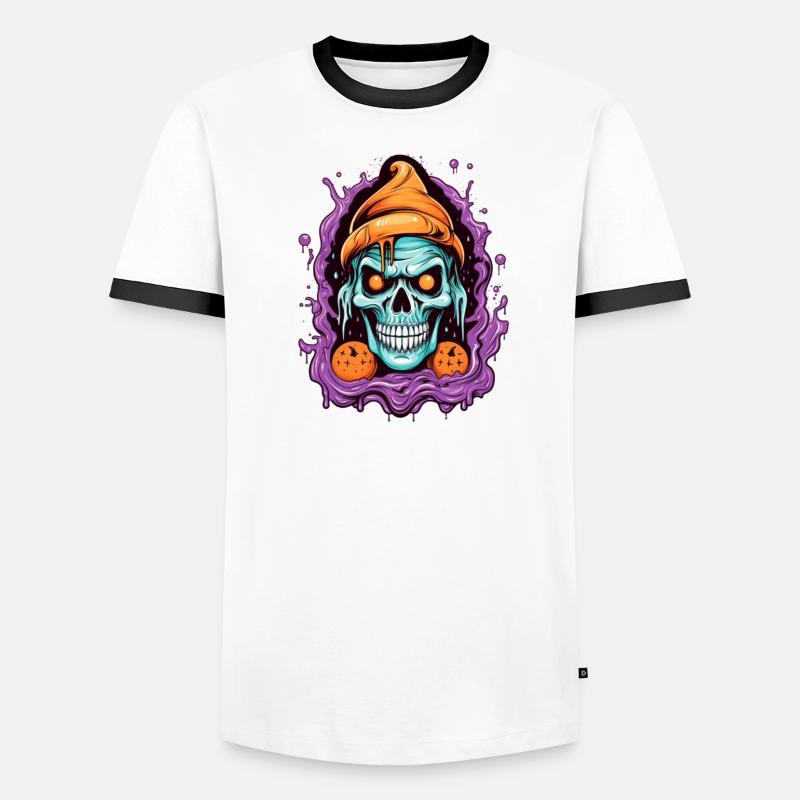 Graffiti Skull with Halloween Elements Men's Ringer Shirt