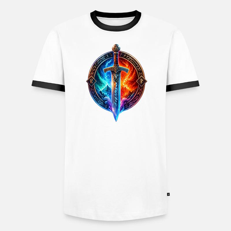 Épée du Dragon de Glace de Feu T-shirt contrasté Homme