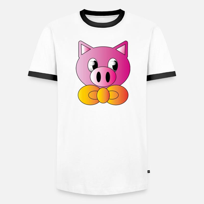Cochon avec cravate à chignon T-shirt contrasté Homme