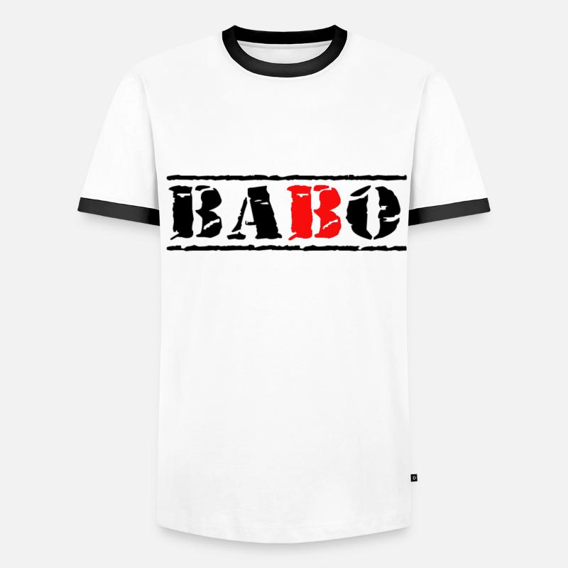 stamp babo black red Men's Ringer Shirt