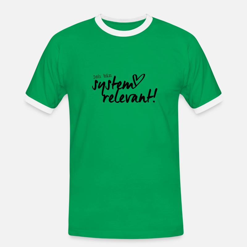 Systemrelevant - Männer Kontrast-T-Shirt - Kelly Green/Weiß