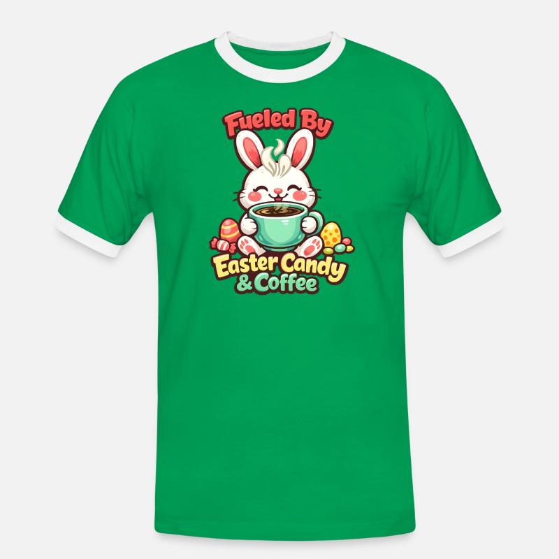 Bunny Bunny Spring Summer Easter Garden - Men's Ringer Shirt - kelly green/white