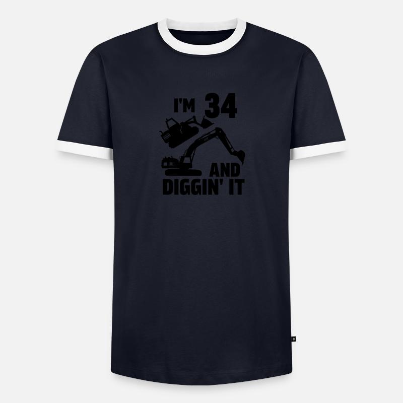 Ich bin 34 und Diggin' It Männer Kontrast-T-Shirt