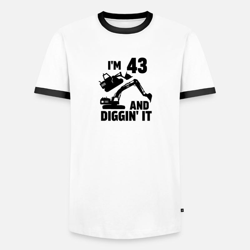 Ich bin 43 und Diggin' It Männer Kontrast-T-Shirt