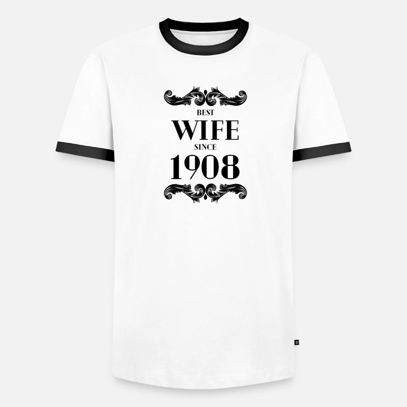Beste Ehefrau seit 1908 Hochzeit Männer Kontrast-T-Shirt