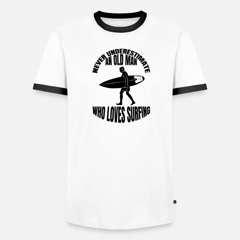 Surfeuse équitation vagues surf planche de surf instructeur de surf T-shirt contrasté Homme