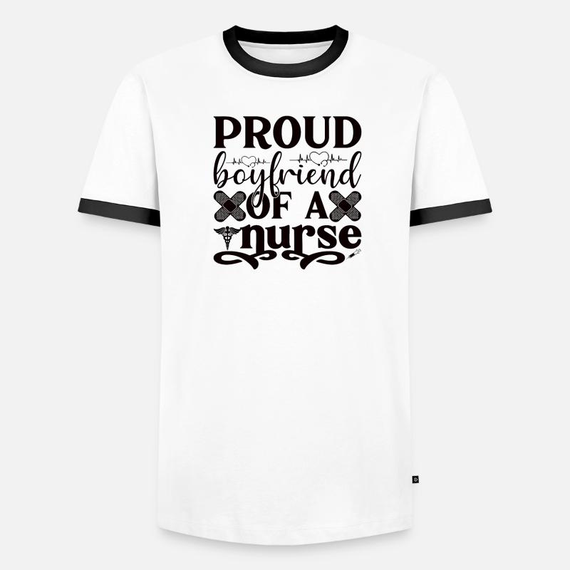 Stolzer Freund einer Krankenschwester Freundin Männer Kontrast-T-Shirt