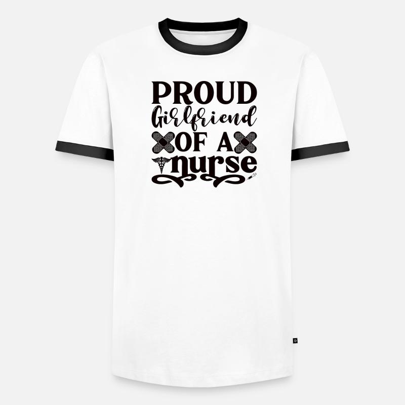 Stolzer Freund einer Krankenschwester Freundin Männer Kontrast-T-Shirt