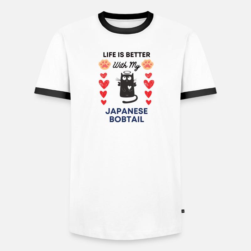 Bobtail japonais Chat japonais à queue de velours T-shirt contrasté Homme