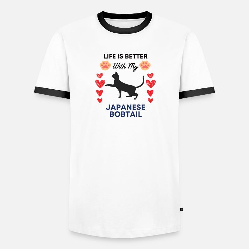 Bobtail japonais Chat japonais à queue de velours T-shirt contrasté Homme
