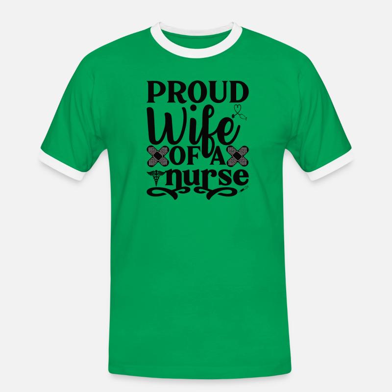 Ehefrau einer Krankenschwester - Männer Kontrast-T-Shirt - Kelly Green/Weiß