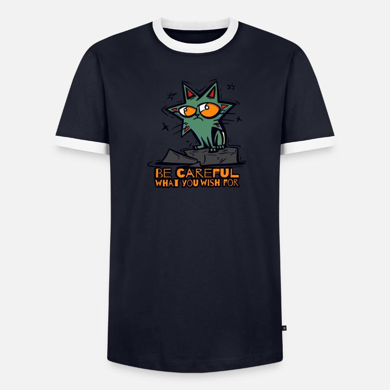Fais attention à ce que tu souhaites, chat T-shirt contrasté Homme
