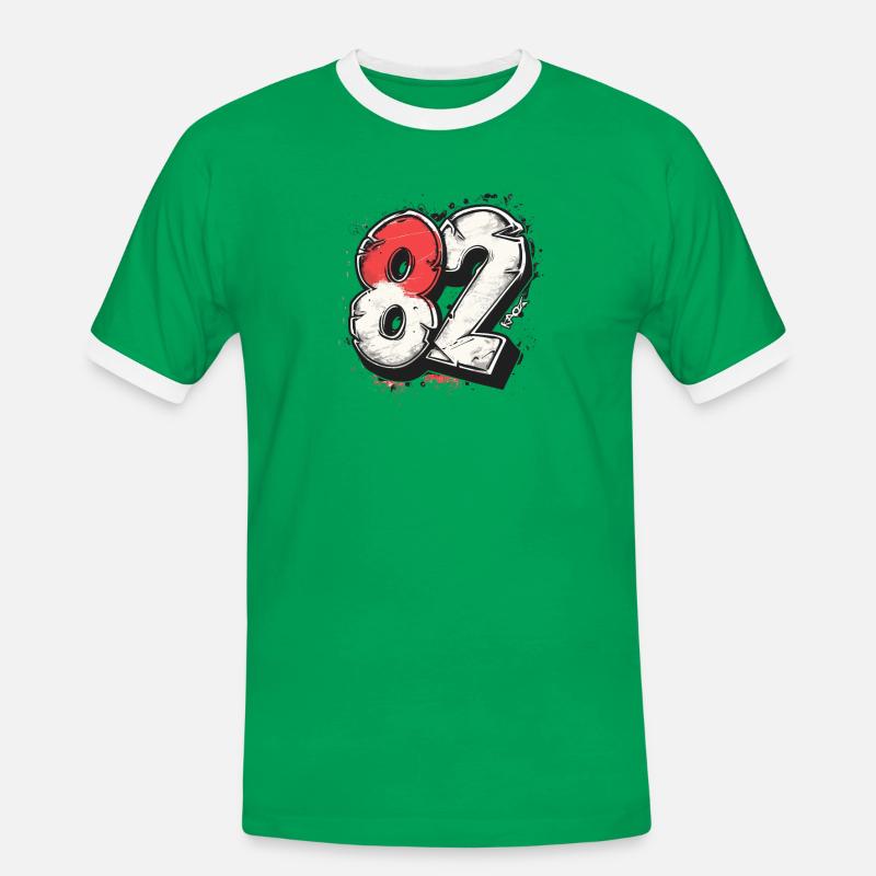 Nummer 82 oder 1982 - Männer Kontrast-T-Shirt - Kelly Green/Weiß