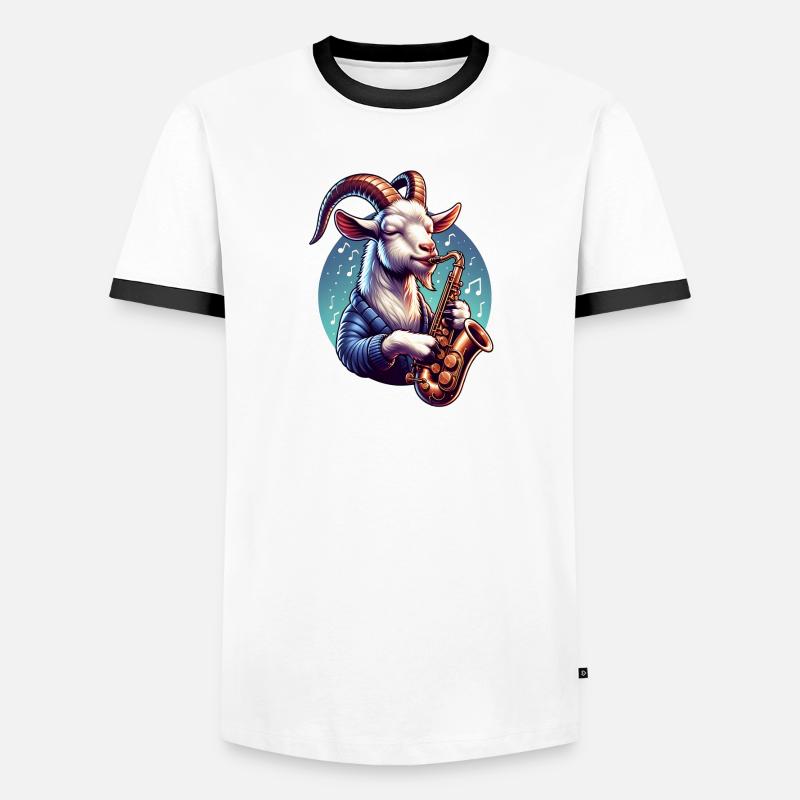 Conception de saxophoniste de chèvre drôle T-shirt contrasté Homme