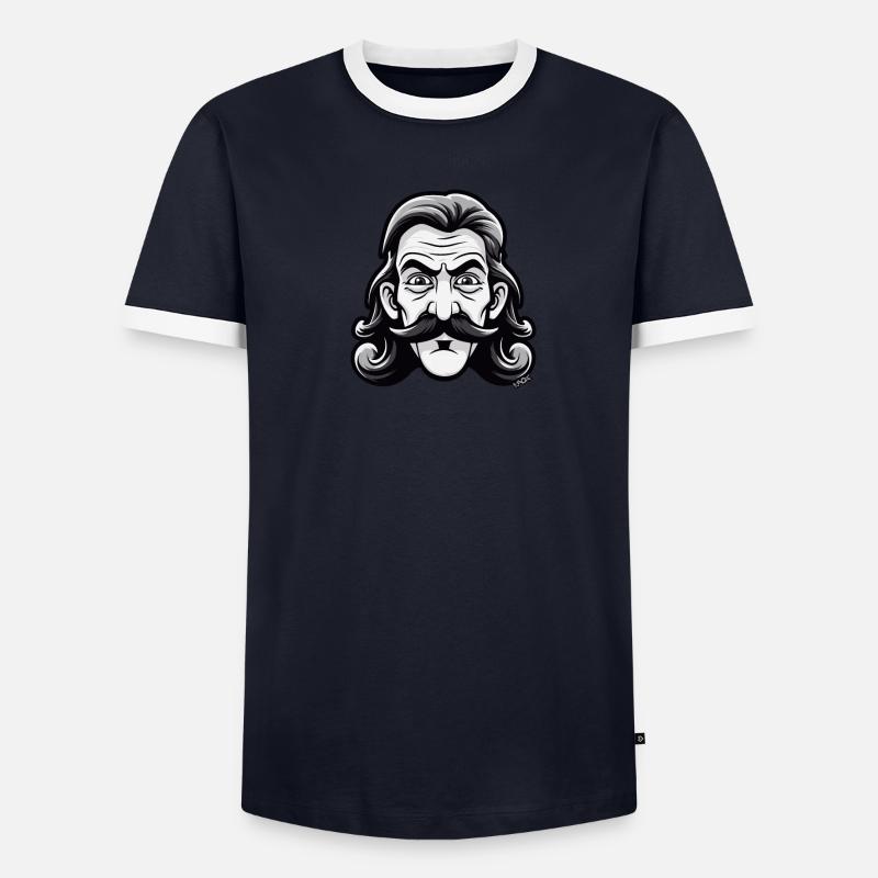 Schnurrbart Mann mit Nacken-Matte Vokuhila Männer Kontrast-T-Shirt