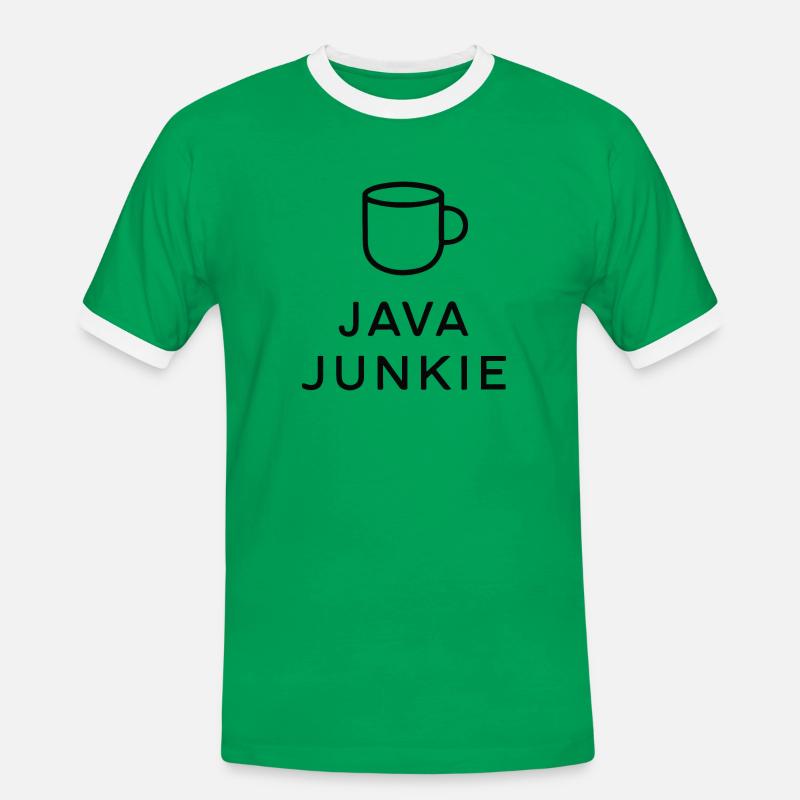 JAVA-JUNKIE - Männer Kontrast-T-Shirt - Kelly Green/Weiß