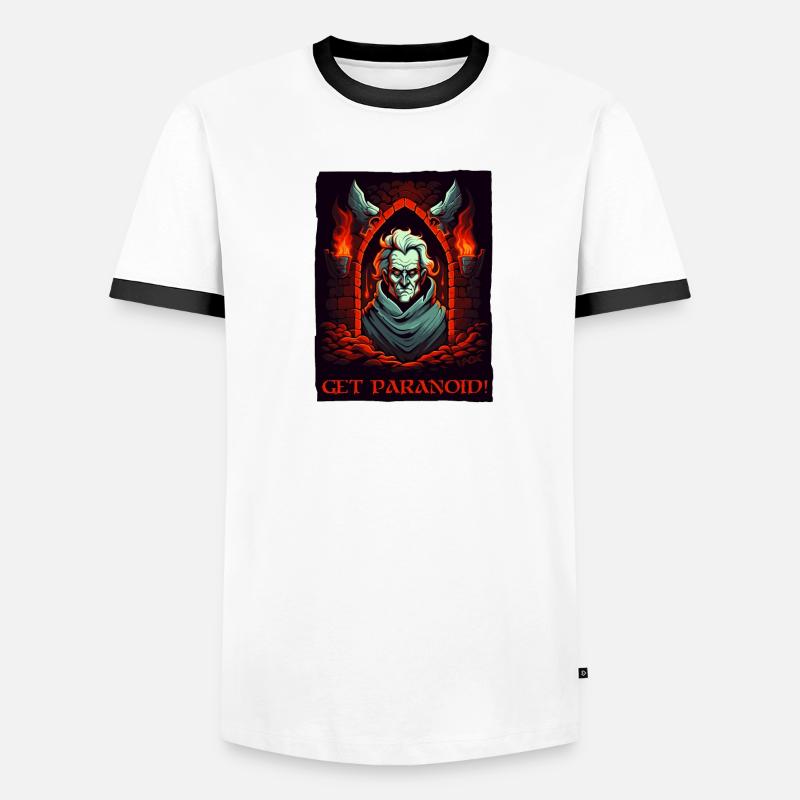 Kerker Paranoia und ein unheimlicher Typ Männer Kontrast-T-Shirt