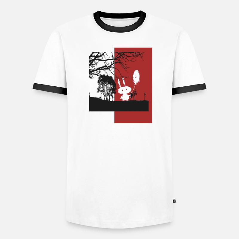 Lapin avec ballon dans la forêt T-shirt contrasté Homme