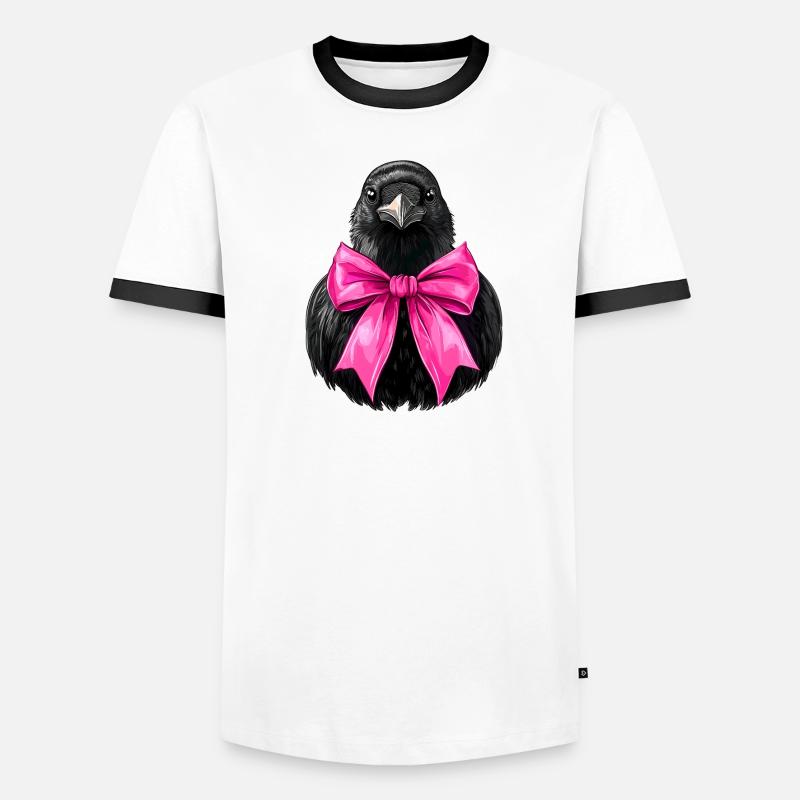 Coquette Bogen Krähe Rabe Vogel Mädchen Mama rosa Männer Kontrast-T-Shirt