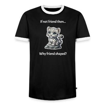 Schneeleopard in Freundschaftsform - Männer Kontrast-T-Shirt - Schwarz/Weiß - Vorne - AI Model Female 172 light (172cm) & AI Model Male 178 light (178cm)