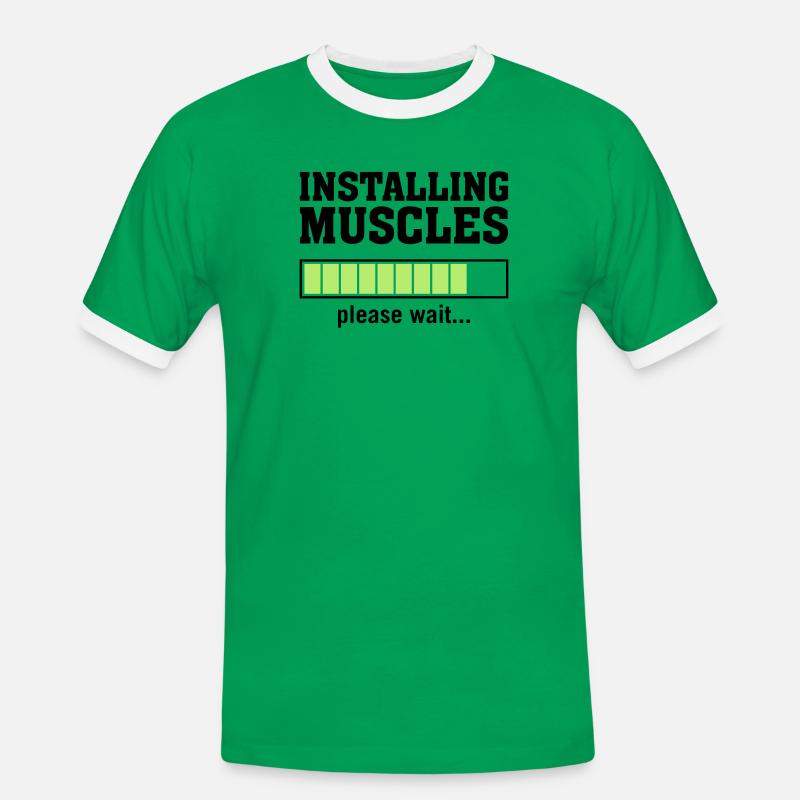 Installing Muscles (Please Wait) - Männer Kontrast-T-Shirt - Kelly Green/Weiß