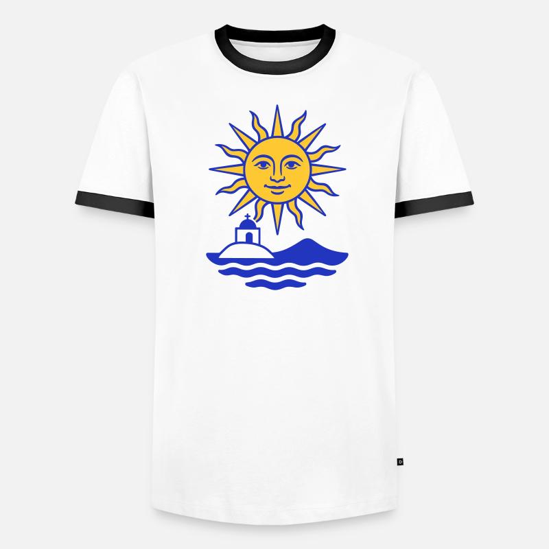 Grèce Soleil : Soleil, Eau, Chapelle T-shirt contrasté Homme