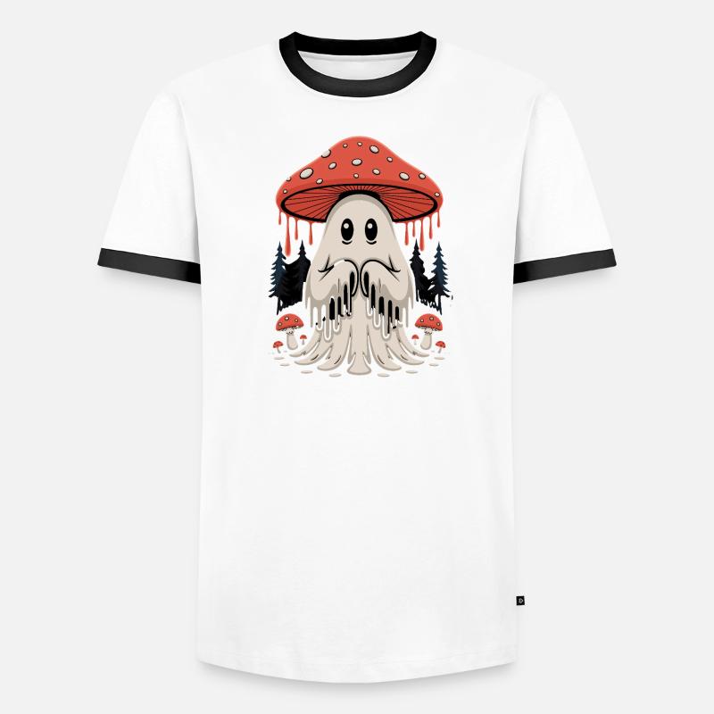 Ghost mushroom with forest magic Men's Ringer Shirt