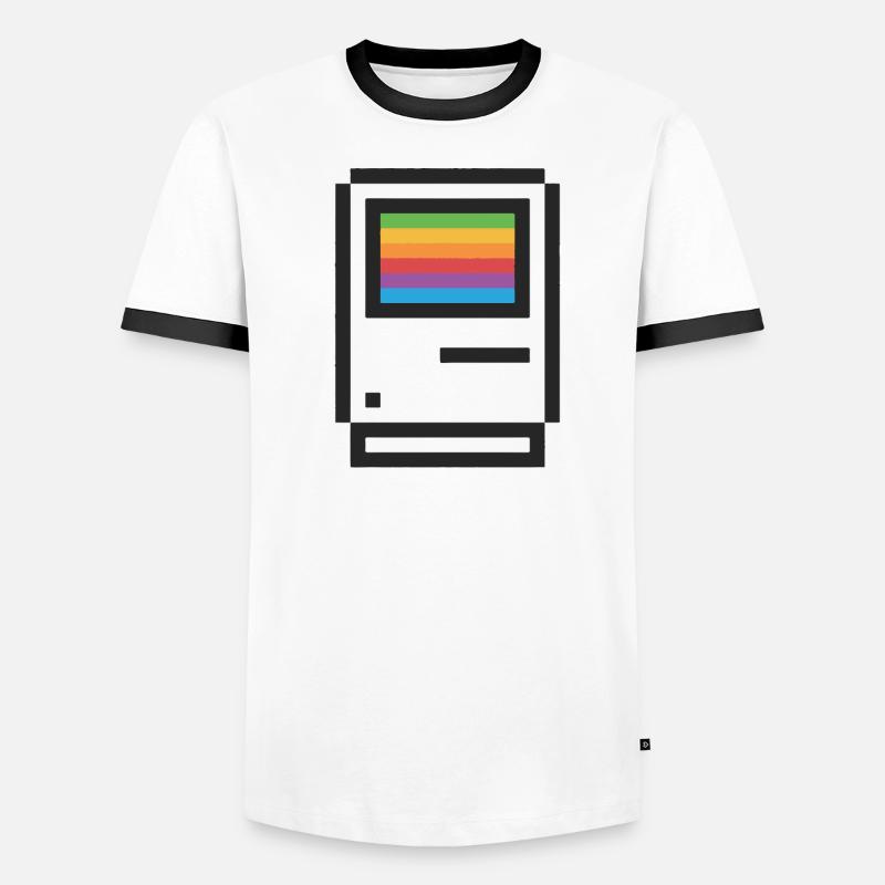 Retro Rainbow Gradient T-Shirt Design Men's Ringer Shirt